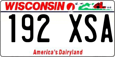 WI license plate 192XSA
