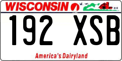 WI license plate 192XSB