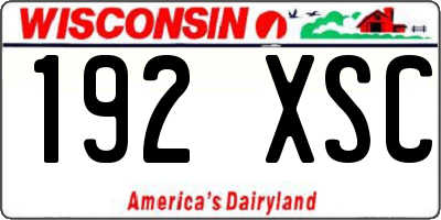 WI license plate 192XSC