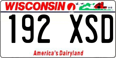 WI license plate 192XSD