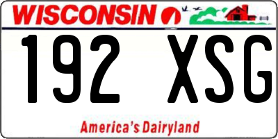 WI license plate 192XSG