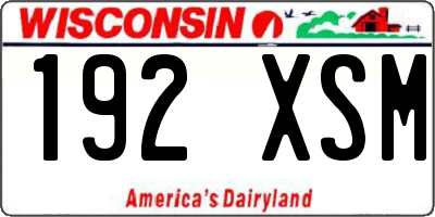WI license plate 192XSM