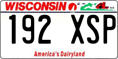 WI license plate 192XSP