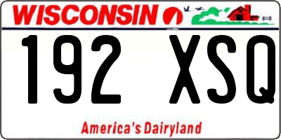WI license plate 192XSQ