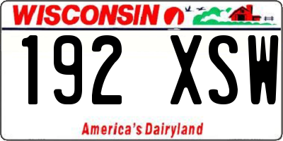 WI license plate 192XSW