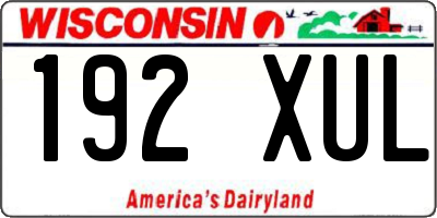 WI license plate 192XUL