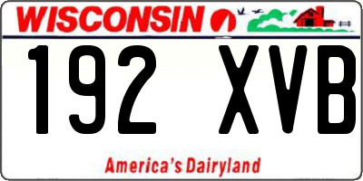 WI license plate 192XVB