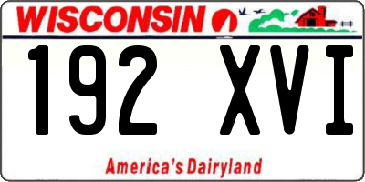 WI license plate 192XVI