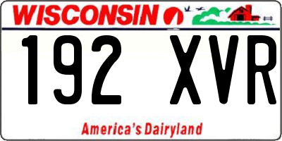 WI license plate 192XVR