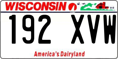 WI license plate 192XVW
