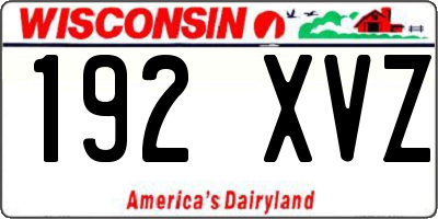 WI license plate 192XVZ