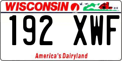 WI license plate 192XWF