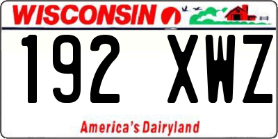 WI license plate 192XWZ