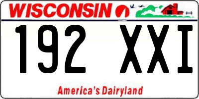 WI license plate 192XXI