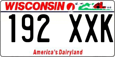 WI license plate 192XXK