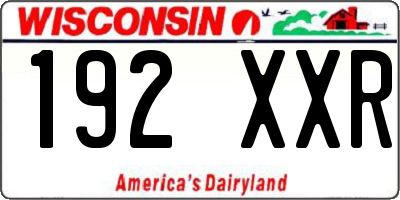 WI license plate 192XXR
