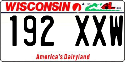 WI license plate 192XXW