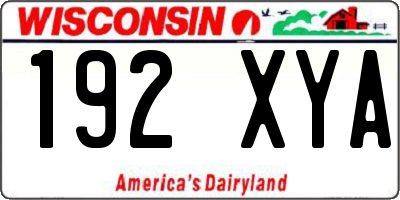 WI license plate 192XYA