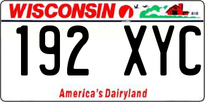 WI license plate 192XYC