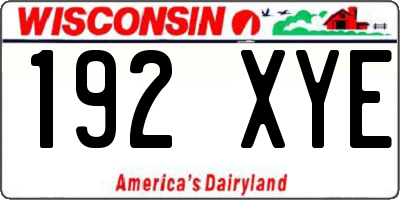 WI license plate 192XYE
