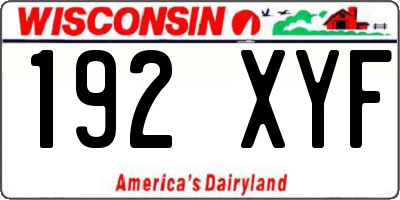 WI license plate 192XYF