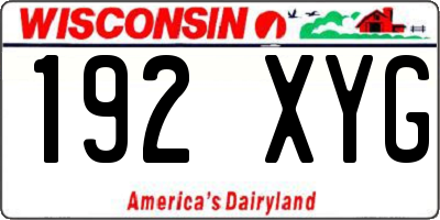 WI license plate 192XYG