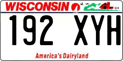 WI license plate 192XYH