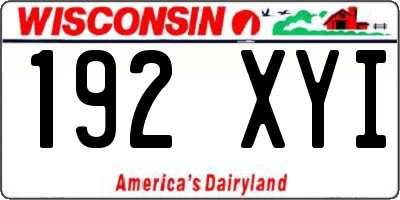 WI license plate 192XYI