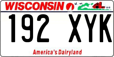 WI license plate 192XYK