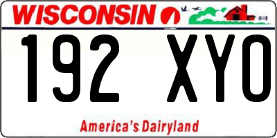 WI license plate 192XYO