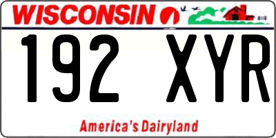 WI license plate 192XYR