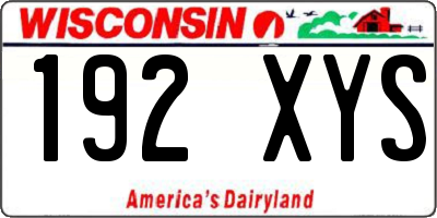 WI license plate 192XYS