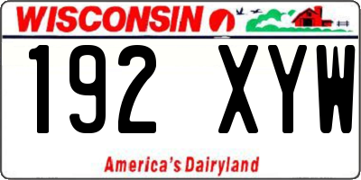 WI license plate 192XYW