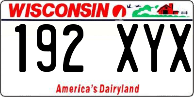 WI license plate 192XYX