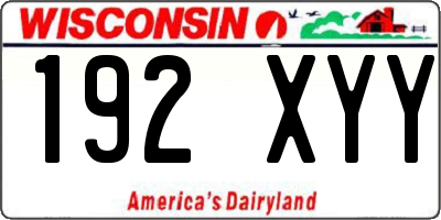 WI license plate 192XYY