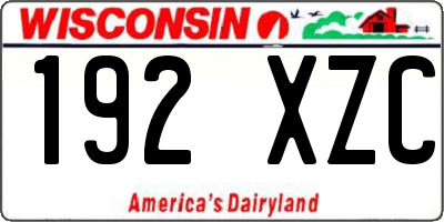 WI license plate 192XZC