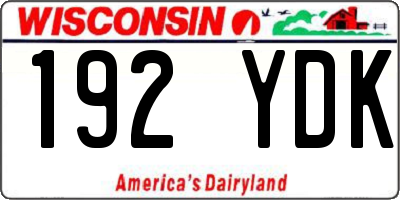 WI license plate 192YDK