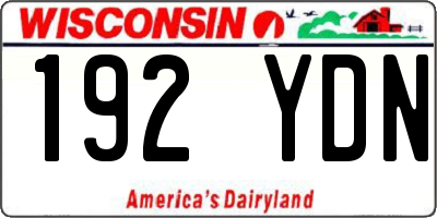 WI license plate 192YDN