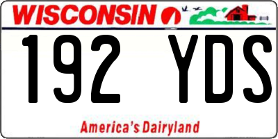 WI license plate 192YDS