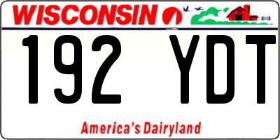 WI license plate 192YDT