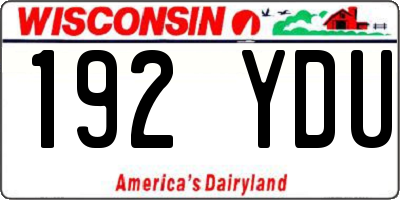 WI license plate 192YDU