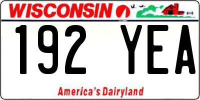 WI license plate 192YEA