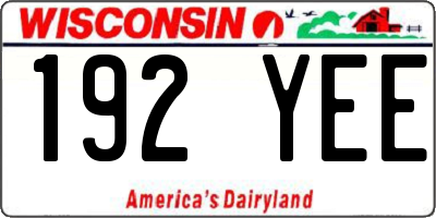 WI license plate 192YEE