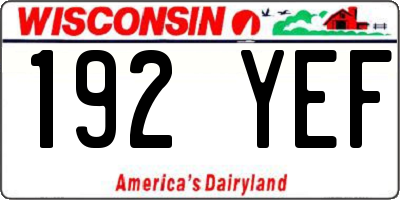 WI license plate 192YEF