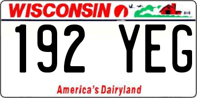 WI license plate 192YEG