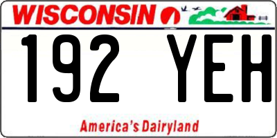 WI license plate 192YEH