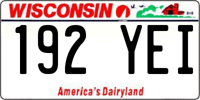 WI license plate 192YEI