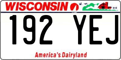 WI license plate 192YEJ