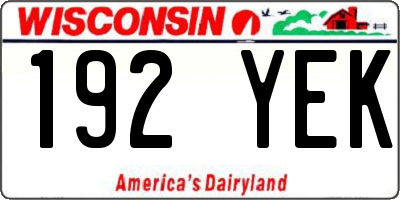 WI license plate 192YEK