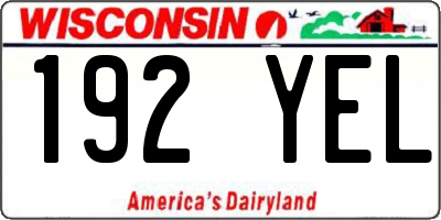 WI license plate 192YEL